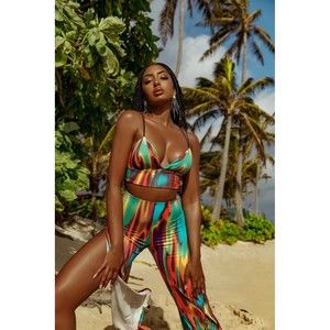 Colorful Set wide legs with slits